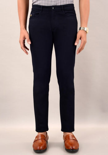 Men's Casual Cotton Slim Fit Chinos Pant - Navy Blue