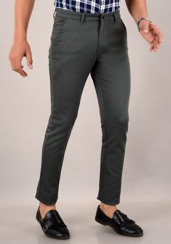 Men's Slim Fit Casual Trouser- Olive Green