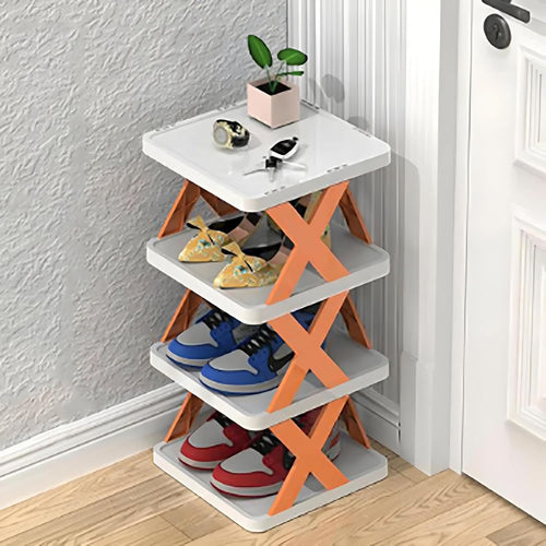 Multi-Purpose Stackable Shoe Rack Adjustable Slots,4 Layer Stylish Shoe Storage Organizer