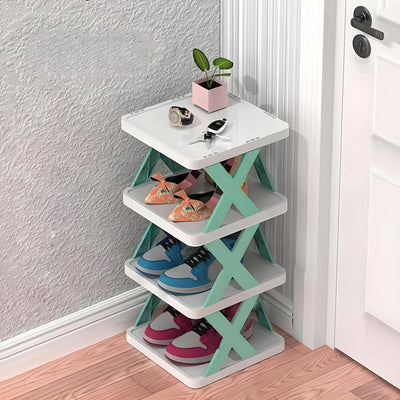 4 Layer Stylish Shoe Storage Organizer Multi-Purpose Stackable Shoe Rack Adjustable Slots