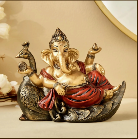 Lord Ganesha with Peacock Design – Artistic Home Decor Showpiece