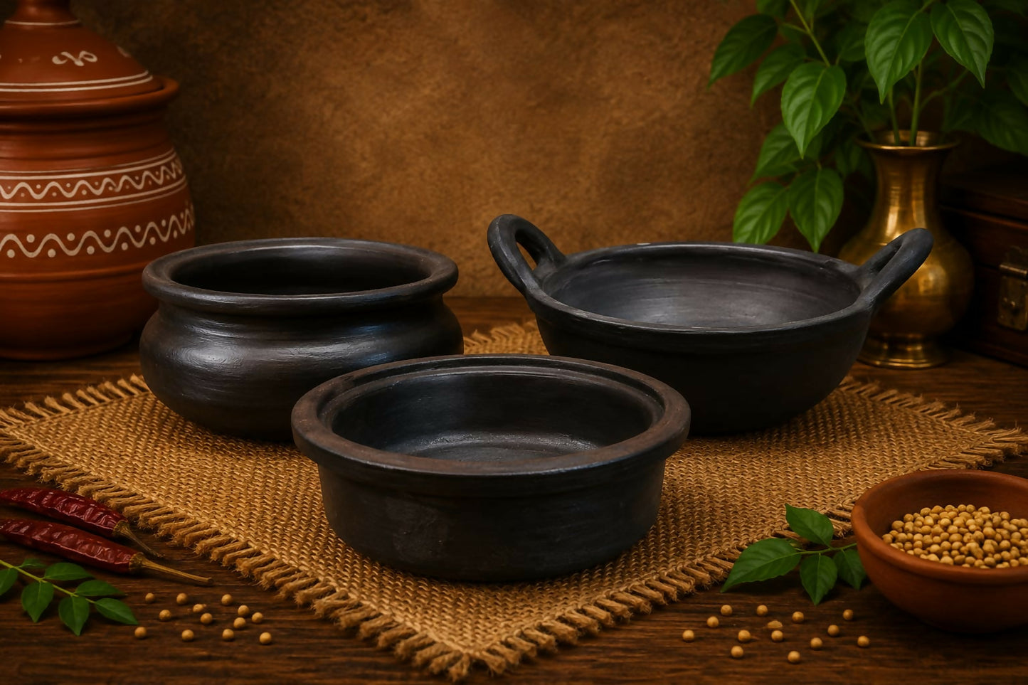 Everyday Cookware Combo - Appam kadai-1 litre Milk pan - 1litre Batter Bowl - 1.5 litre