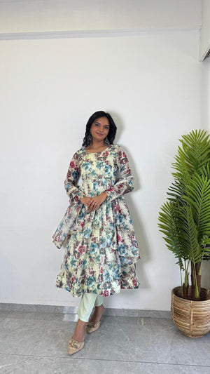 1. organza flore printed anarkali kurti 3 p