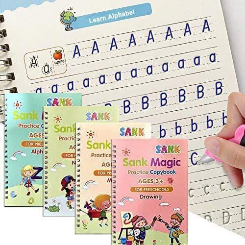 🔷Original SANK MAGIC BOOK 10 REFILL 1 pen GRIP 🌈   /  KIDS learning BOOK /shank magic book, Sank magic practice book ( 4 book + 10 refill + 1 pen + 1 grip)