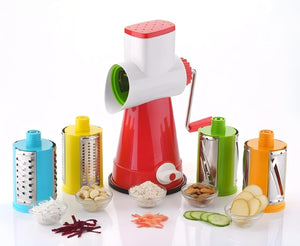 1. Plastic Stainless Steel 4 in 1 Multi-Functional Drum Rotary Vegetable Cutter