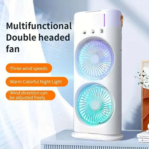 Portable Fan Double Ended Spray Fan Desk Fan with Cooler USB Rechargeable Mini Desktop Table Cooling Fan