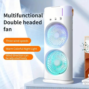 1. Portable Fan Double Ended Spray Fan Desk Fan with Cooler USB Rechargeable Mini Desktop Table Cooling Fan