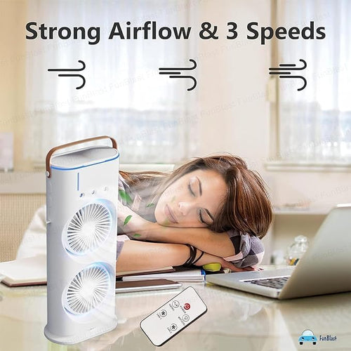 Portable Fan Double Ended Spray Fan Desk Fan with Cooler USB Rechargeable Mini Desktop Table Cooling Fan