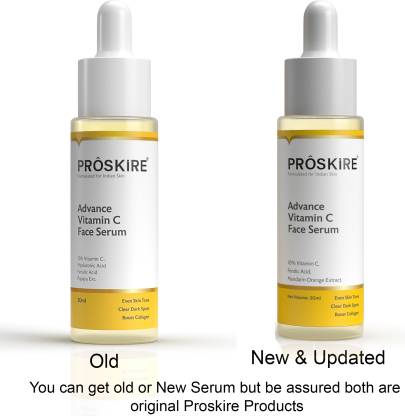 Proskire 10% Advance Vitamin C Serum With Ferulic Acid, For Dark Spots Pigmentation & Glowing Face - 30 ml (Pack of 1)