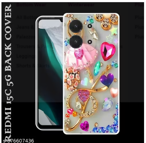 Redmi 15C Fancy Diamond Glitter Back Cover | Cute Stylish Designer Case