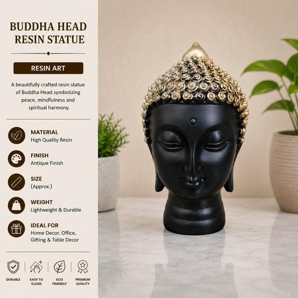 Luxury Buddha Head Decorative Showpiece | Resin Art for Home & Gifting