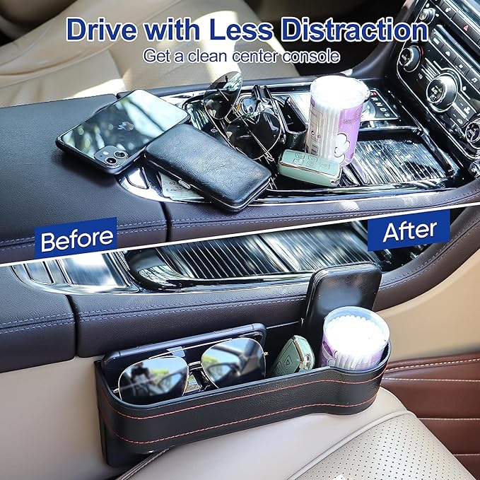Seat Pockets Pu Leather Car Console Side Organizer