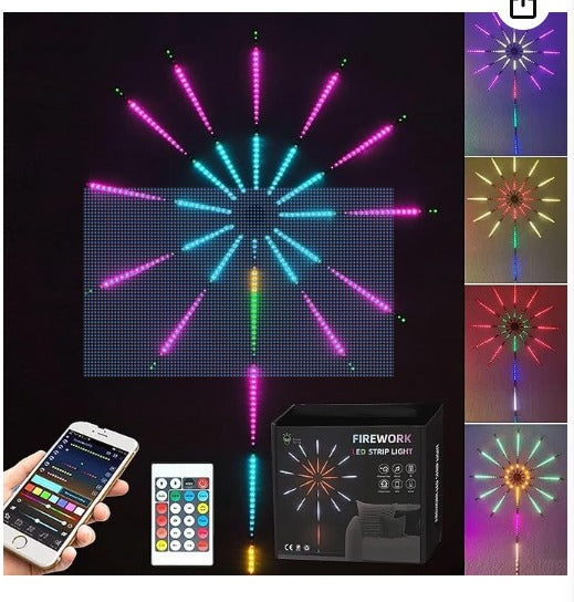 Smart App Remote Control Firework LED Strip Light Firework Launch Effect Music/Mic Sync RGB Color Changing Led Strip Light