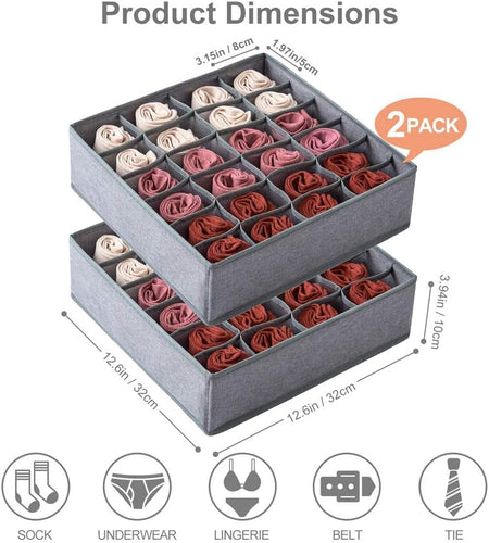 Sock and Underwear Drawer Organizer Dividers Fabric Foldable Closet Organizers