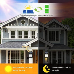 1. Solar Outdoor Wall Lamp Lights Waterproof Lighting With Motion Sensor Solar Wall Fence lights