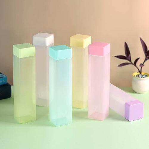 Square Frosted Transparent Bottle Juice Leak-Proof Travel Water 4 Bottle