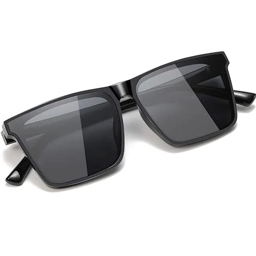 Square Sunglasses For Men's and Women's UV Protected Black Matte and Polycarbonate frame (Medium)
