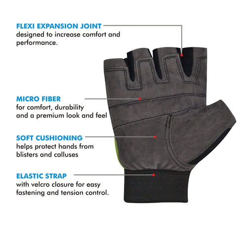 Symactive Gym Training Gloves, Set of 2, Vision, Grey/Green