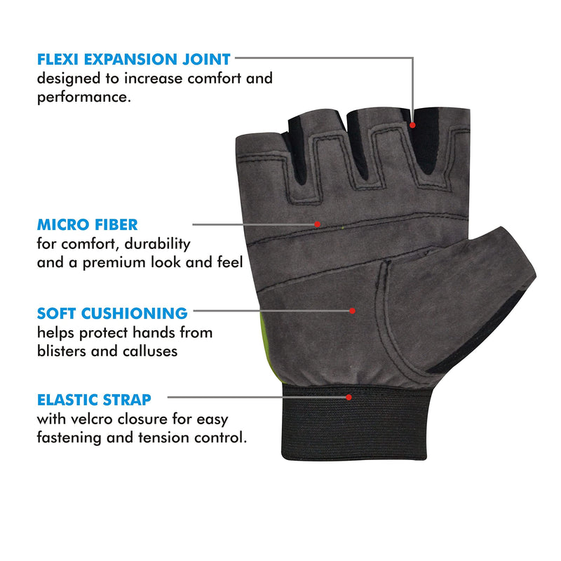 Symactive Gym Training Gloves, Set of 2, Vision, Grey/Green