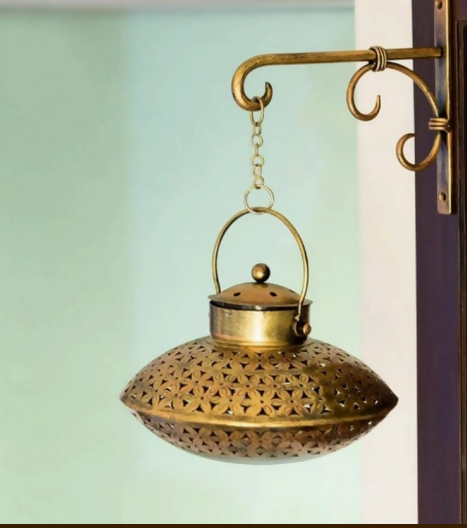 Vintage Brass Hanging Decorative Lamp – Traditional Antique Ceiling Light for Home & Balcony Decor
