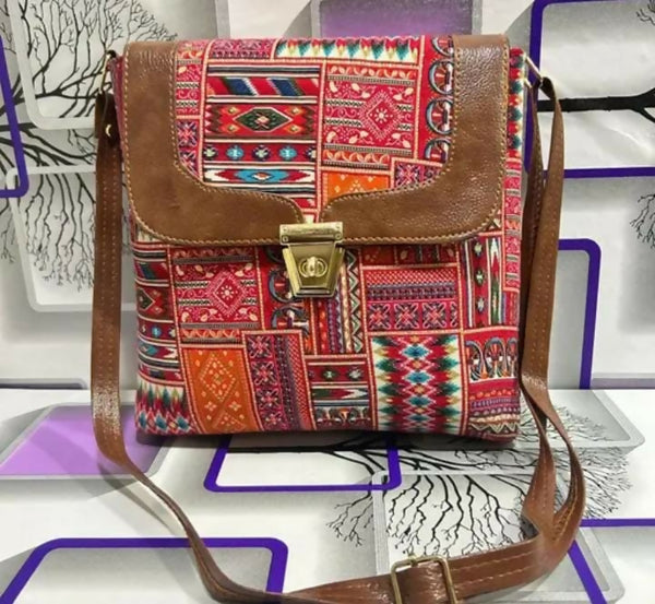 Premium Multi-Color Printed Handbag with Adjustable Strap