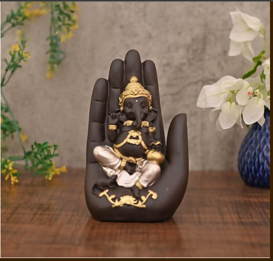 Palm Ganesh Resin Idol – 6 Inch Handcrafted Spiritual Home Decor
