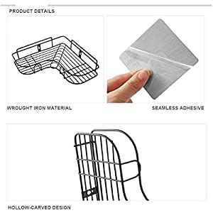 stainless Steel Iron Coating Self-Adhesive Corner Shelf Organizer