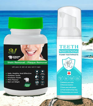 1. Teeth Whitening Foam Toothpaste and Stain Removal- Plaque Removal (Combo)