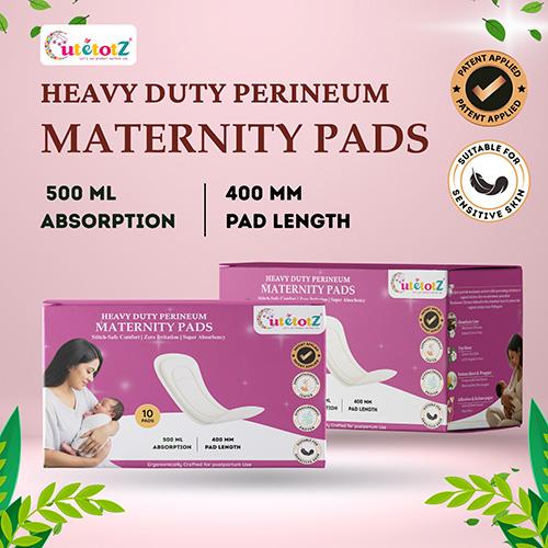 CUTETOTZ® Heavy Duty Perineum Maternity Pads | XXL | 400mm in Length | 500ml Absorption | Breathable 100% Cotton Top Layer | Anatomically Contoured Fit | 10 Count (Pack of 1)