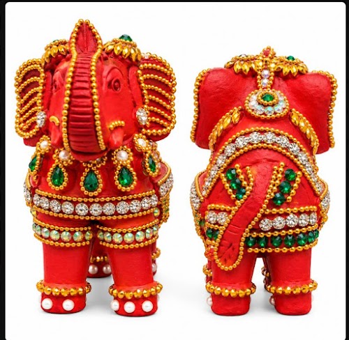 Royal Handmade Terracotta Elephant Pair Showpiece | Traditional Indian Elephant Statue | Premium Home Décor(4inch=H*L=4*4)