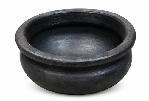Earthen Black Clay Meen Kulambu Chatti 1.5 Liter | Traditional South Indian Fish Curry Pot | Handmade Clay Cooking Pot