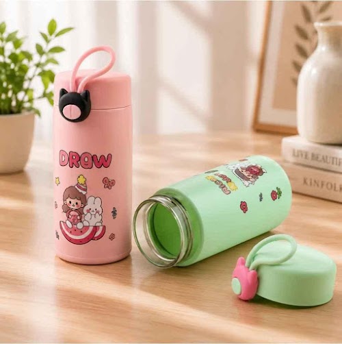 Fancy glass water bottle with shield
