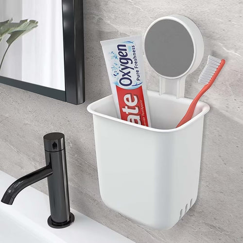 Toothbrush Holder for Bathroom, Plastic Wall Mounted Self Adhesive ( Pack Of 1 )