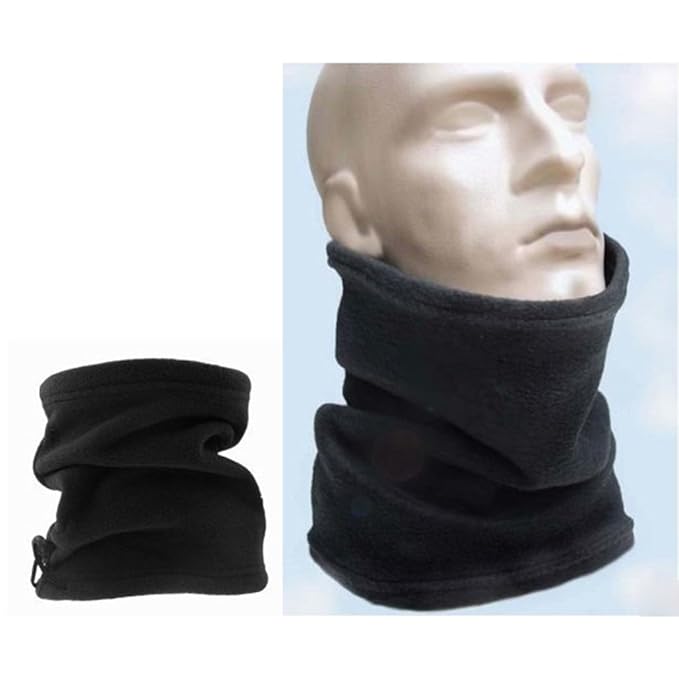 Trendy Polar Fleece Neck Warmer Comfy Snood Scarf Ski Motorbike Mask Black