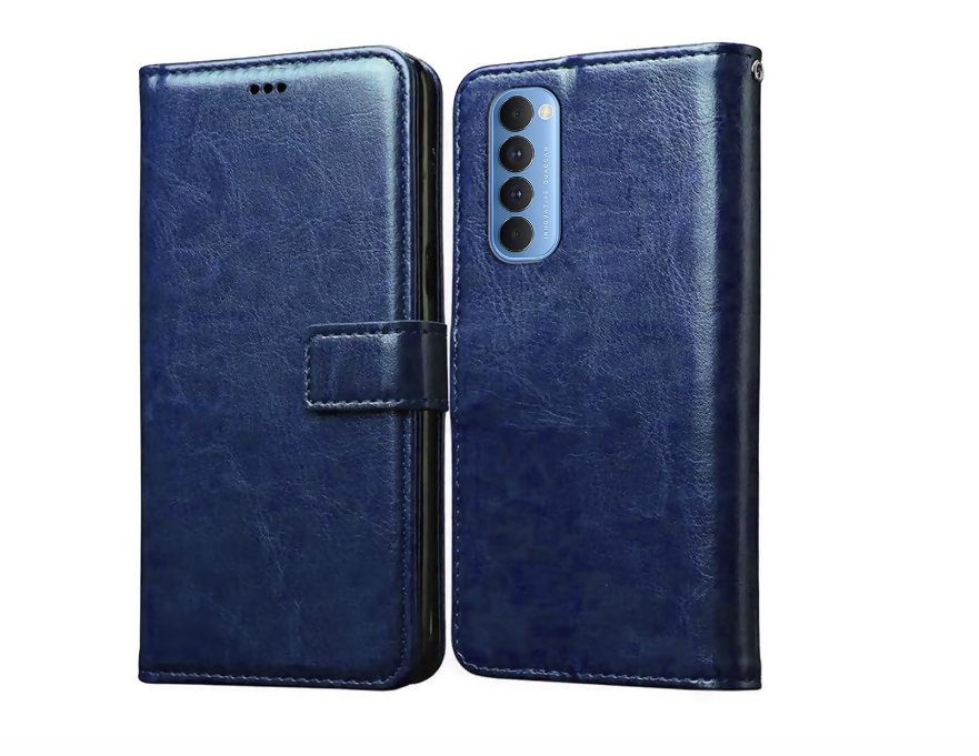 OPPO Reno 4 Pro Premium Leather Flip Cover | Wallet Case with Card Slots | Magnetic Lock & Stand Feature