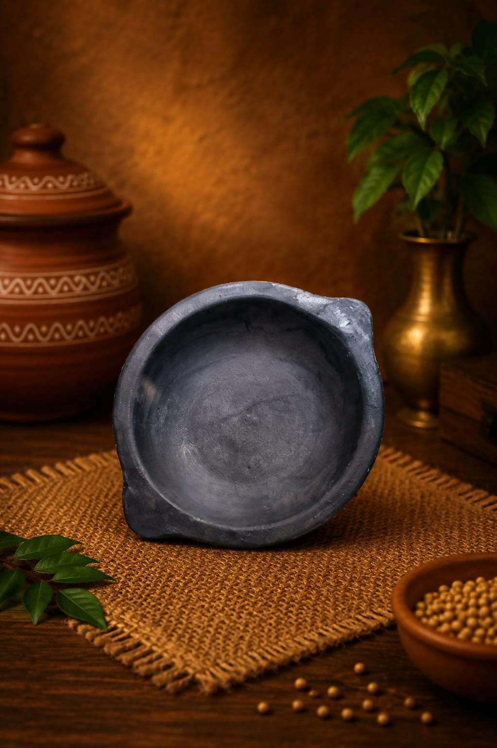 Handcrafted Terracotta Appam Kadai 10 Inch | Traditional Village Style Clay Cooking Pan | 100% Natural & Chemical-Free Earthenware | Gas Stove Safe Appam Maker | Healthy Clay Cookware for Authentic South Indian Cooking.