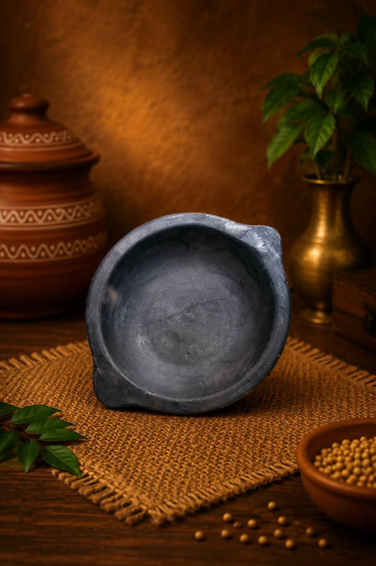 Handcrafted Terracotta Appam Kadai 10 Inch | Traditional Village Style Clay Cooking Pan | 100% Natural & Chemical-Free Earthenware | Gas Stove Safe Appam Maker | Healthy Clay Cookware for Authentic South Indian Cooking.