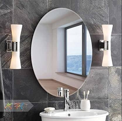Unbreakable Plastic Sheet New Oval Shape Wall Sticker Mirror for Bathroom