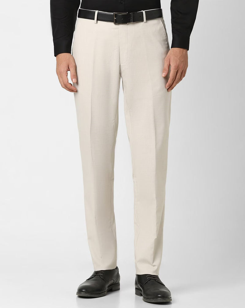 Khaki Solid Mid-Rise Stretchable Men's Formal Trousers (SIZE- 30,32,34,36)