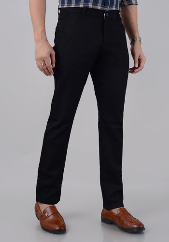 Men's Slim Fit Cotton Stretchable Trousers - Black (30,32,34,36,38,40,42)
