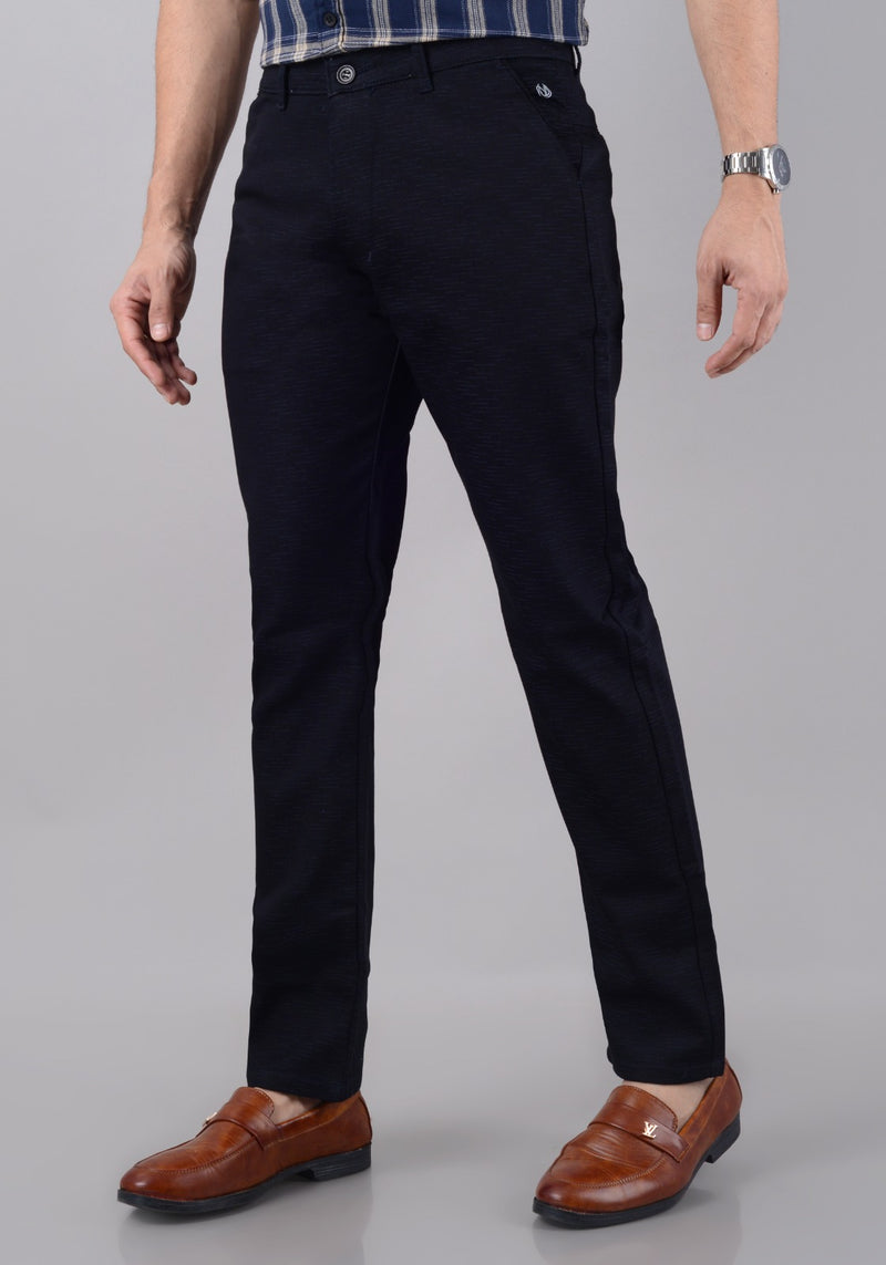 Men's Slim Fit Cotton Stretchable Trousers - Blue (SIZE- 30,32,34,36,38,40,42)