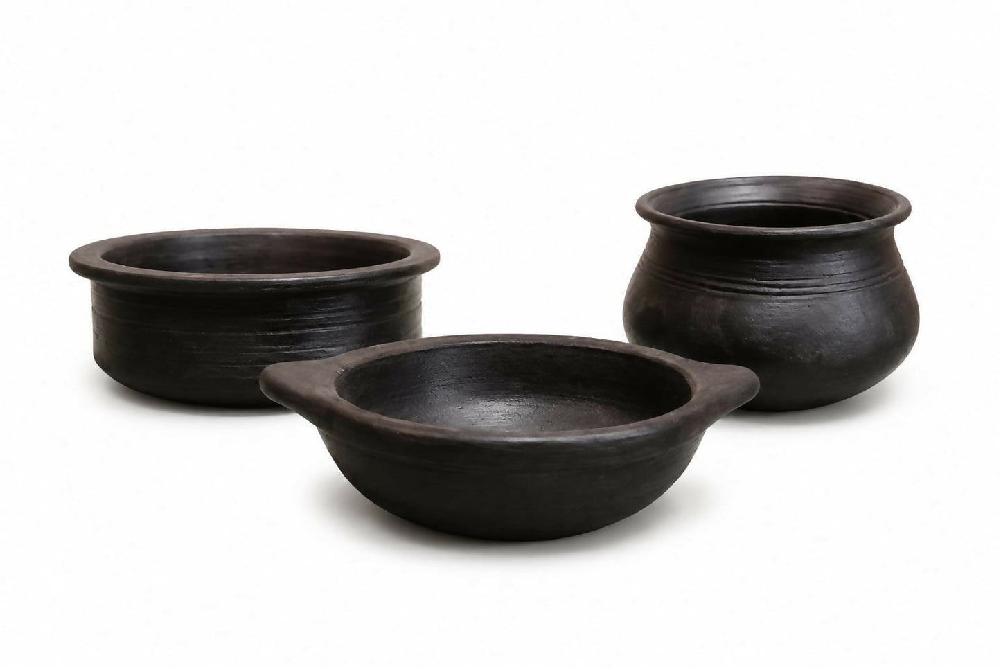 Everyday Cookware Combo - kadai 1 litre Chettinadu kulambu chatti - 3 litre Rice Bowl - 2.5 litre 100% Chemical Free & Gas stove safe
