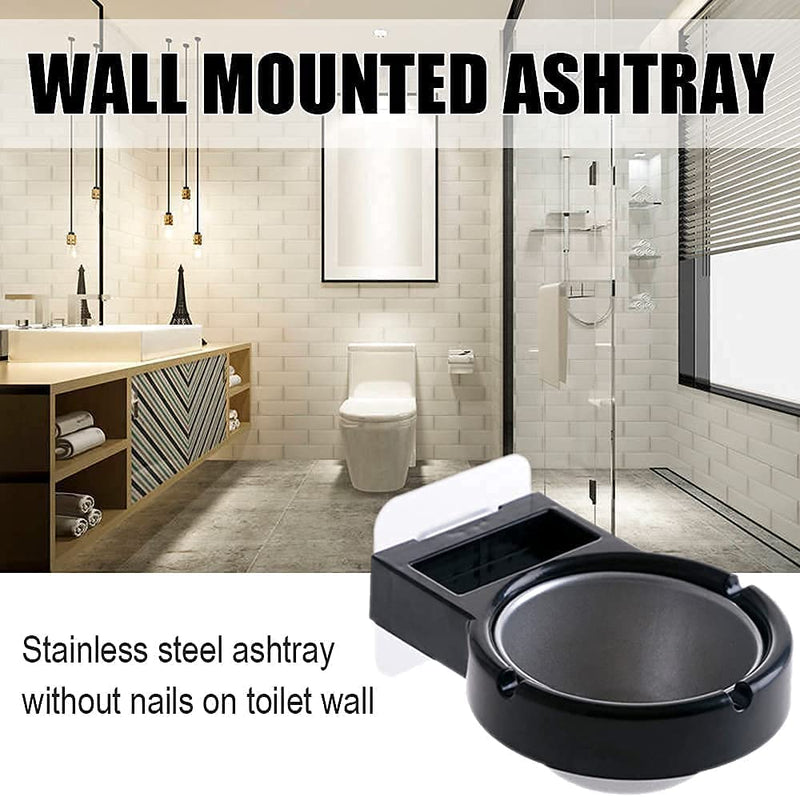 Wall Mounted Stainless Steel Self Adhesive Cigarette Ashtray Lighter Smoking Soap Dish Holder