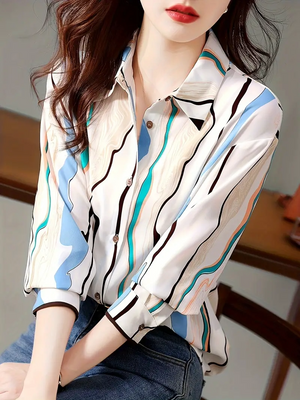 1. Women Regular Fit Printed Button Down Collar Casual Shirt