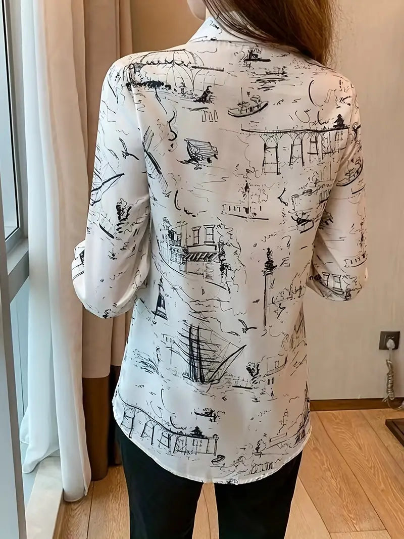 Women Printed Regular Fit Shirt with Full Sleeves