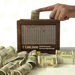1. Wooden Money Piggy Bank, Money Saving Box, Gullak Rs.10000 Goal Tracker