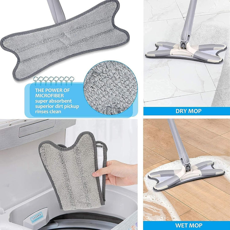X-Type Microfiber Floor Cleaning Mop and Free 1-Hook, Hands-Free Wash Self Wringing Flat Mop