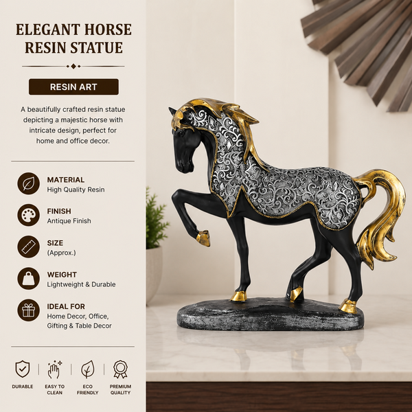 Royal Horse Decorative Sculpture | Premium Resin Figurine