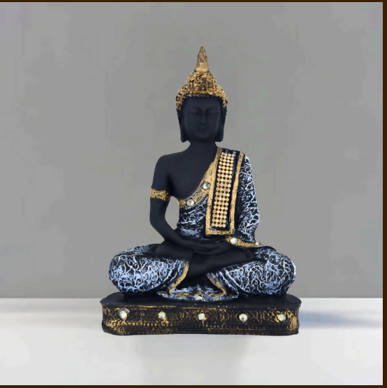 Black & Gold Buddha Figurine | Home, Office & Meditation Room Decor
