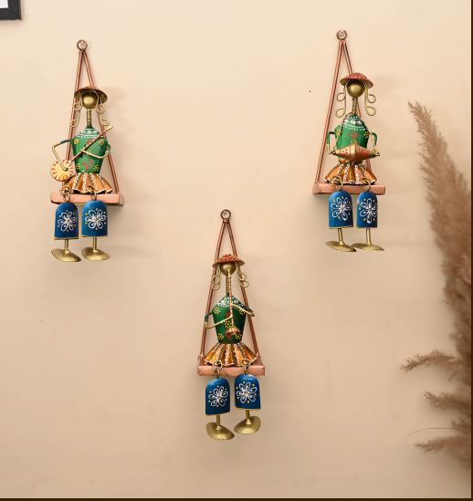 Handmade Tribal Hanging Doll Wall Decor (Set of 3) | Ethnic Metal Wall Hanging | Home Decoration